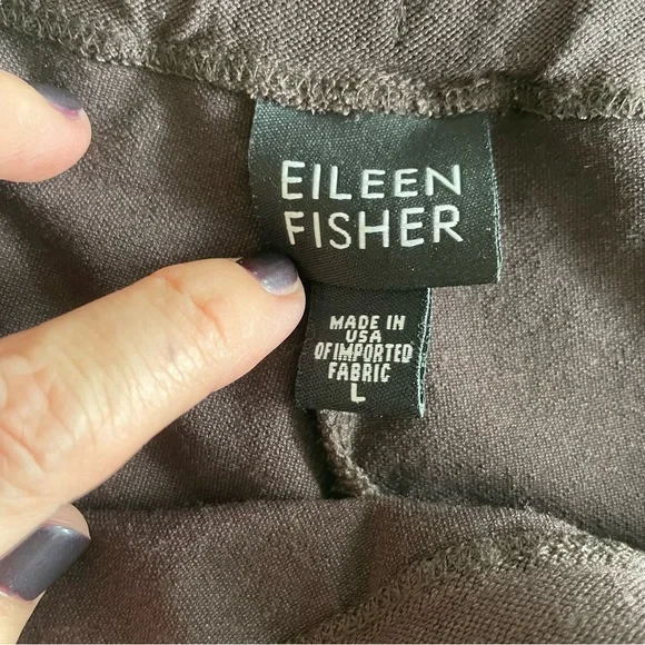 Eileen Fisher Brown Pants Size Large Pull On Viscose Blend Straight Leg - Picture 3 of 5